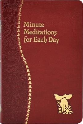 Imitation leather cover of "Minute Meditations for Each Day" Catholic Book Publishing, featuring a closed devotional book.
