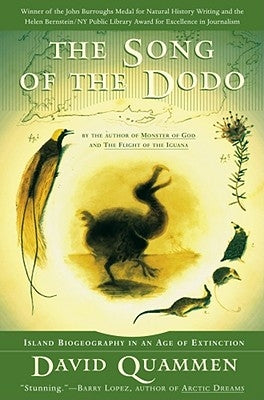 Paperback of The Song of the Dodo by Scribner Book Company, featuring a cover illustration related to island biogeography and extinction.