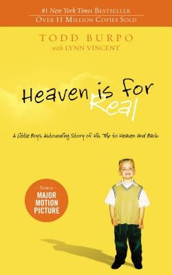 Paperback of "Heaven Is for Real" by Thomas Nelson featuring a cover image with a young boy and celestial background.