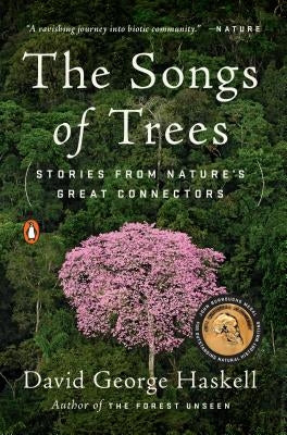 Paperback book titled "The Songs of Trees: Stories from Nature's Great Connectors" by Penguin Books, featuring a nature-themed cover design.