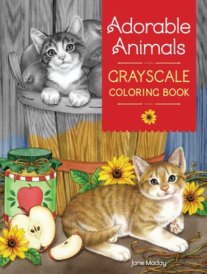 Adorable Animals Grayscale Coloring Book by Maday, Jane