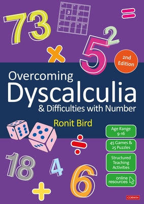 Paperback book titled "Overcoming Dyscalculia and Difficulties with Numbers" by Sage Publishing Ltd, featuring a colorful cover design.