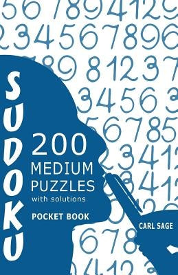 Paperback Sudoku 200 Medium Puzzles book with solutions, compact size, featuring Sudoku puzzles from Createspace Independent Publishing.