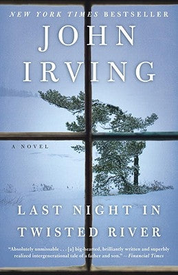 Cover image of "Last Night in Twisted River" novel by Ballantine Books, featuring dark, atmospheric artwork and title text.