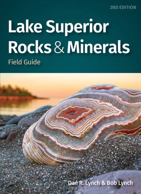 Paperback Lake Superior Rocks & Minerals Field Guide by Adventure Publications, showing colorful mineral illustrations and sample rocks.