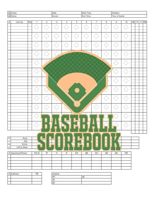 Baseball Scorebook: 100 Scoring Sheets For Baseball and Softball Games, Glover's Scorebooks, Large (8.5X 11) by Sr, Na