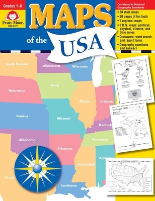 Maps of the Usa, Grade 1 - 6 Teacher Resource Paperback Evan-Moor Educational Publishers