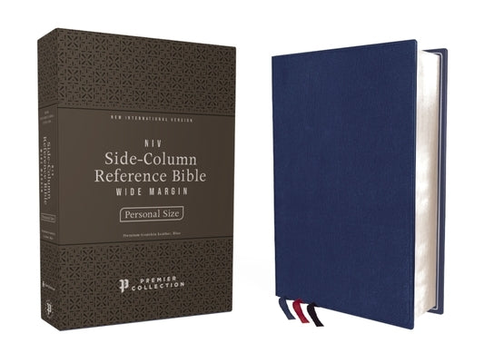 Niv, Side-Column Reference Bible (Deep Study at a Portable Size), Personal Size, Premium Goatskin Leather, Blue, Premier Collection, Art Gilded Edges, by Zondervan