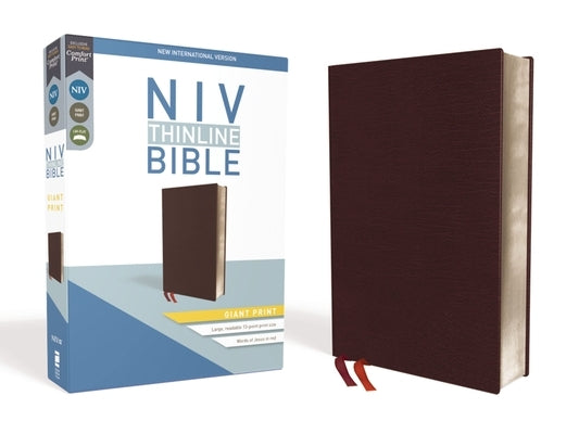 NIV, Thinline Bible, Giant Print, Bonded Leather, Burgundy, Red Letter Edition by Zondervan