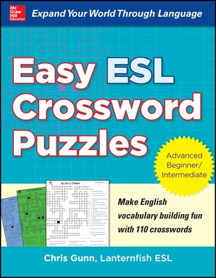 Paperback Easy ESL Crossword Puzzles book by McGraw-Hill Companies featuring colorful crossword puzzle pages for language learners.