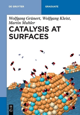 Paperback book titled "Catalysis at Surfaces" by de Gruyter showing a close-up of the cover with scientific illustrations.
