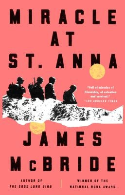 Paperback copy of "Miracle at St. Anna" by Riverhead Books, showing the book cover with title and author details.