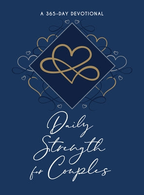 Imitation leather cover of Daily Strength for Couples devotional book by Broadstreet Publishing, featuring a close-up of the front cover.