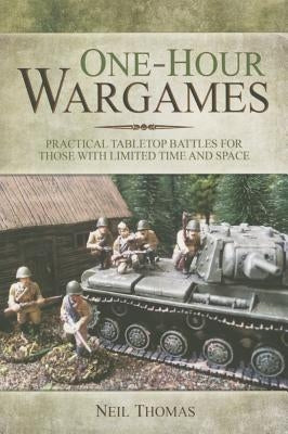 Pen & Sword Military One-Hour Wargames box featuring compact tabletop battle setup with miniature soldiers and terrain pieces.