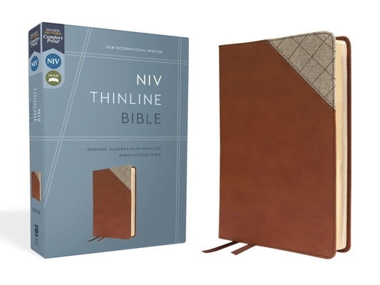 Niv, Thinline Bible, Leathersoft, Brown, Red Letter, Comfort Print by Zondervan