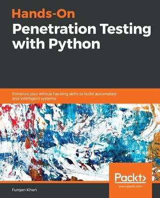 Paperback book titled "Hands-On Penetration Testing with Python" by Packt Publishing, featuring a cover with coding and cybersecurity imagery.