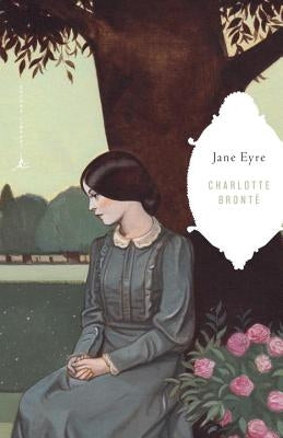 Cover of the Modern Library paperback edition of Jane Eyre, featuring a classic book design with a red and gold color scheme.
