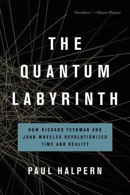 Paperback copy of "The Quantum Labyrinth" book by Basic Books, featuring a cover with abstract quantum physics illustrations.