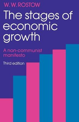 Paperback copy of "The Stages of Economic Growth: A Non-Communist Manifesto" by Cambridge University Press, featuring the book cover.
