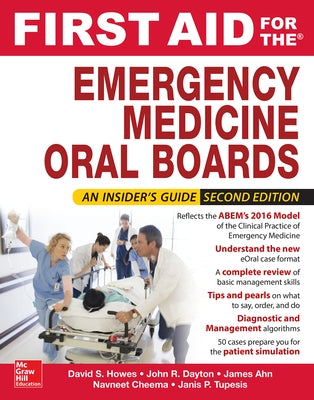 Paperback of First Aid for the Emergency Medicine Oral Boards, Second Edition by McGraw Hill Medical, showing the book cover.