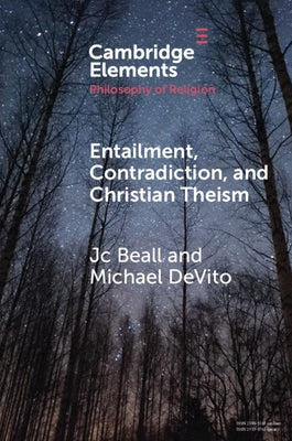Paperback book titled "Entailment, Contradiction, and Christian Theism" by Cambridge University Press, featuring a cover with academic design.