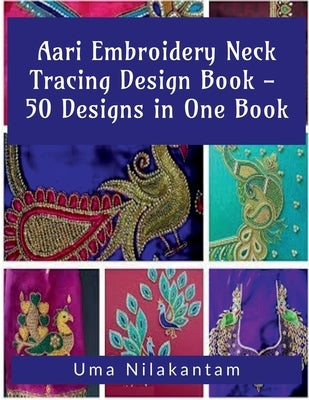Paperback Aari embroidery neck tracing design book with 50 detailed patterns, featuring intricate Aari embroidery motifs.