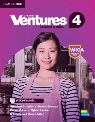 Cambridge University Press Ventures Level 4 Digital Value Pack paperback book with colorful cover and educational illustrations.