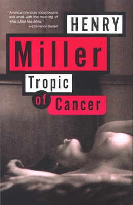 Paperback of Tropic of Cancer by Grove Press, showing the book's cover with bold title text on a plain background.