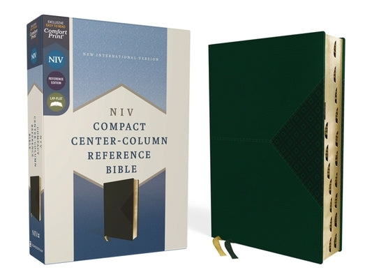 Niv, Compact Center-Column Reference Bible, Leathersoft, Green, Red Letter, Thumb Indexed. Comfort Print by Zondervan