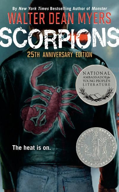 Paperback book titled "Scorpions" by Amistad Press, featuring the cover with artwork and title text.