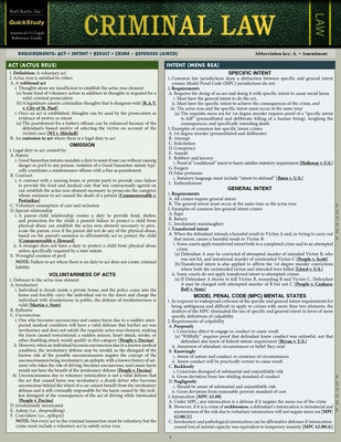 Criminal Law: A Quickstudy Laminated Reference Guide by Lawson, Tamara