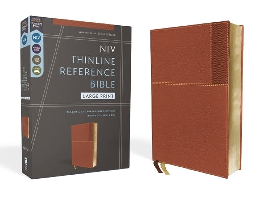 Niv, Thinline Reference Bible (Deep Study at a Portable Size), Large Print, Leathersoft, Brown, Red Letter, Comfort Print by Zondervan