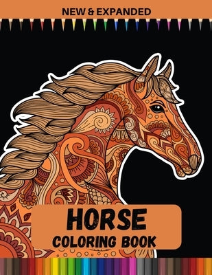 Paperback horse coloring book with beautiful horse images for coloring, featuring detailed illustrations for horse enthusiasts.