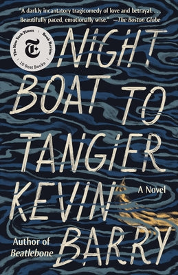Paperback of Night Boat to Tangier by Anchor Books featuring a cover image with an abstract cityscape and night sky.