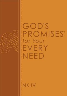 Paperback Bible titled "God's Promises for Your Every Need" in NKJV translation by Thomas Nelson, featuring a cover with religious imagery.