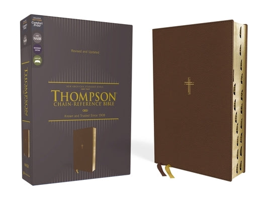 Nasb, Thompson Chain-Reference Bible, Leathersoft, Brown, 1995 Text, Red Letter, Thumb Indexed, Comfort Print by Thompson, Frank Charles