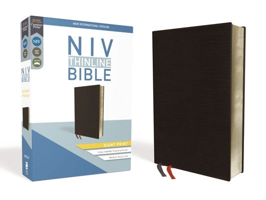 NIV, Thinline Bible, Giant Print, Bonded Leather, Black, Red Letter Edition by Zondervan