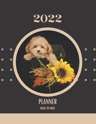 Planner 2022 Week To View: 2022 Planner Week to View Diary, Year At Glance 2022 Calendar. Large Size 8.5" x 11" 120 Pages. Cute Labradoodle Puppy by Press, Paloma