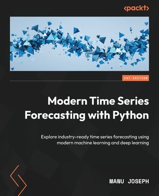 Paperback book titled "Modern Time Series Forecasting with Python" by Packt Publishing, featuring a clean cover design.