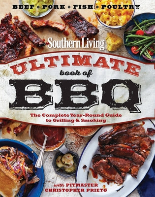 Southern Living Ultimate Book of BBQ paperback featuring a cover with grilling tools and smoky barbecue dishes.