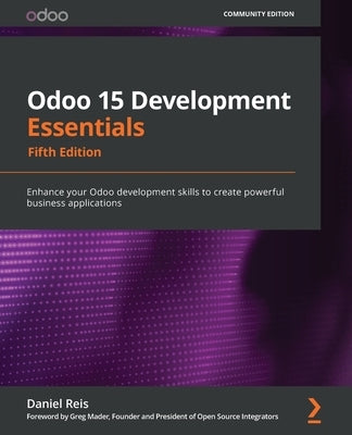 Paperback of Odoo 15 Development Essentials book by Packt Publishing, showcasing the cover with title and author details.