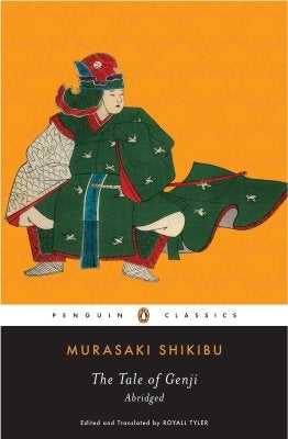 Paperback of The Tale of Genji by Penguin Group, showing the book cover with traditional Japanese artwork.