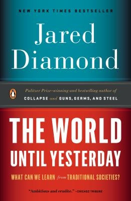 Cover image of "The World Until Yesterday" book by Penguin Books featuring traditional society illustrations and title text.