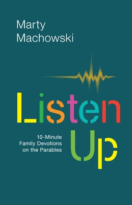 Children and parents engaging with the "Listen Up" family devotion book on parables by New Growth Press.