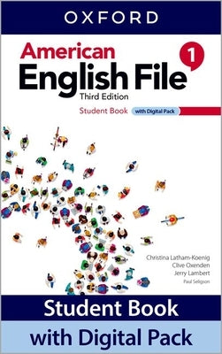 Oxford University Press American English File 3e Level 1 Student Book paperback with digital pack, featuring colorful cover and educational design.
