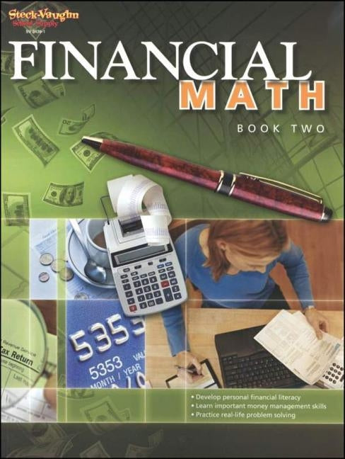 Paperback Financial Math Reproducible Book 2 by Steck Vaughn School Supply, featuring pages with financial math exercises and reproducible content.