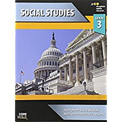 Paperback Core Skills Social Studies Workbook for Grade 3 by Steck Vaughn School Supply, featuring colorful educational pages.