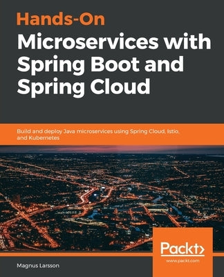Paperback book titled "Hands-On Microservices with Spring Boot and Spring Cloud" by Packt Publishing, featuring a cover with technical illustrations.