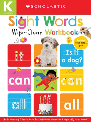 Sight Words early learner board book from Scholastic Cartwheel Books featuring wipe-clean pages for practicing common sight words.