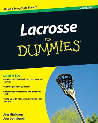 Paperback book titled "Lacrosse for Dummies" by For Dummies, featuring a cover with lacrosse imagery and branding.